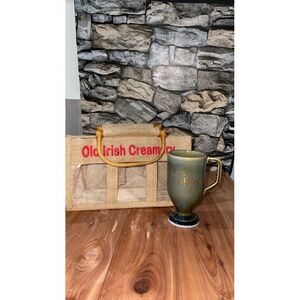vintage 1960s Irish porcelain coffee mug Footed Made In Ireland & Burlap Bag